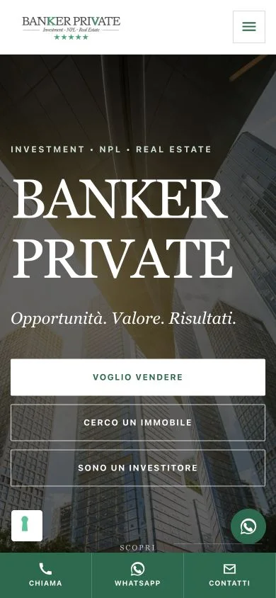 Banker Private: versione del sito per smartphone.