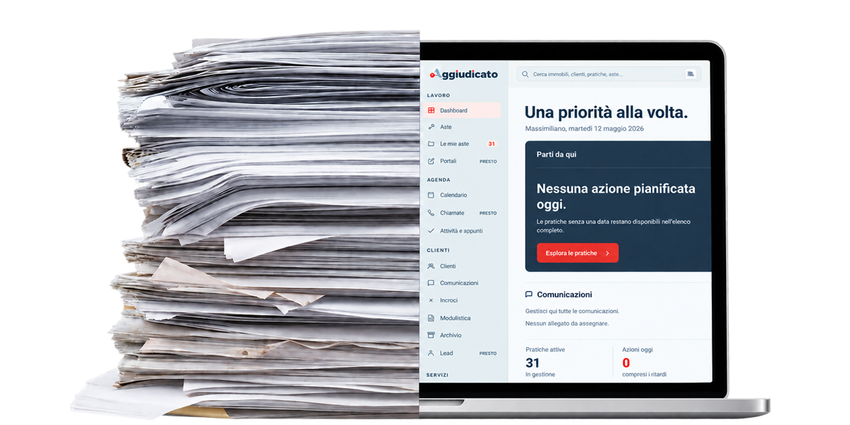 Dai fascicoli cartacei alle pratiche organizzate nel gestionale Aggiudicato.